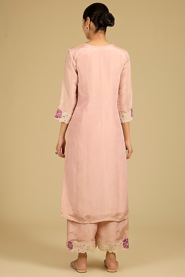 Blush Pink Shimmer Thread Work Kurta Set by Baidehi at Pernia's Pop Up Shop