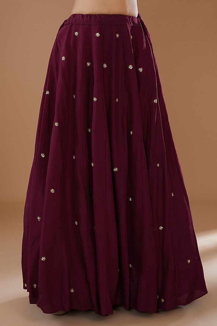 Wine Dupion Silk Skirt Set by Baidehi at Pernia's Pop Up Shop