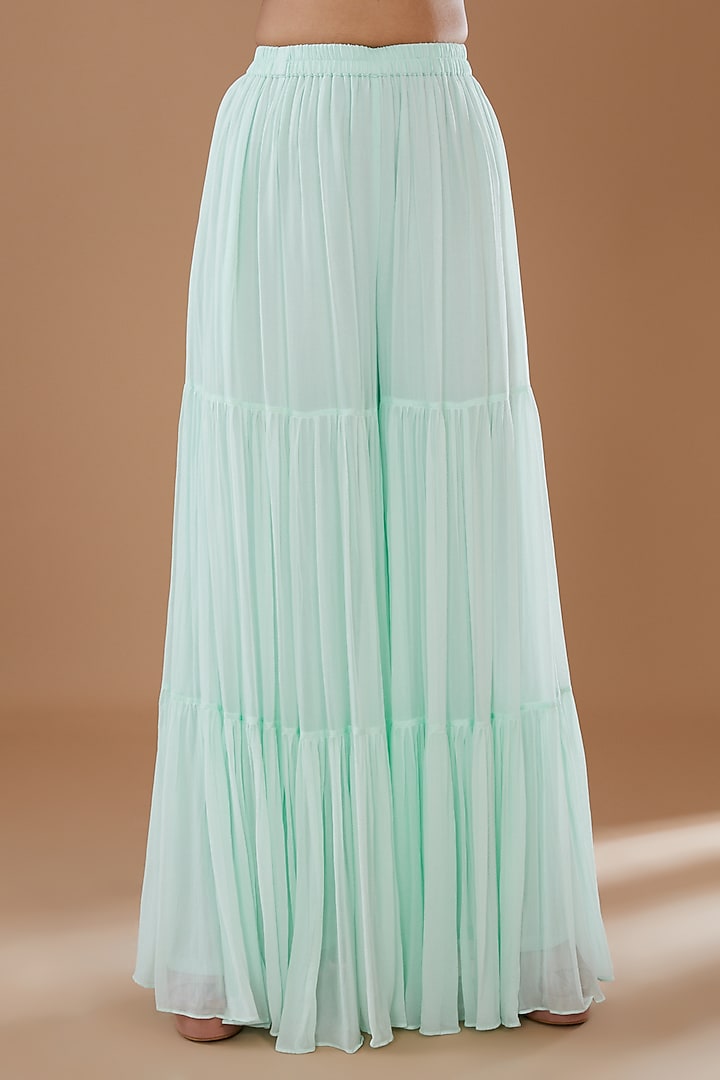 Ice Blue Georgette Party Wear Sharara Set by Baidehi at Pernia's Pop Up Shop