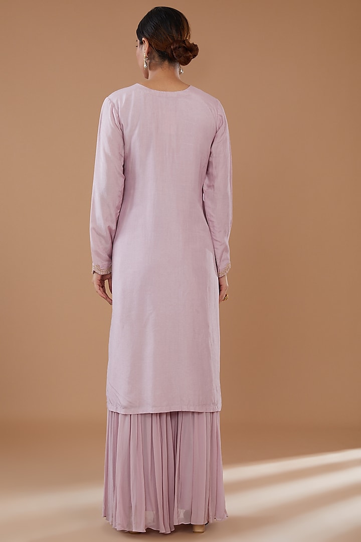 Lavender Georgette Party Wear Sharara Set by Baidehi at Pernia's Pop Up Shop