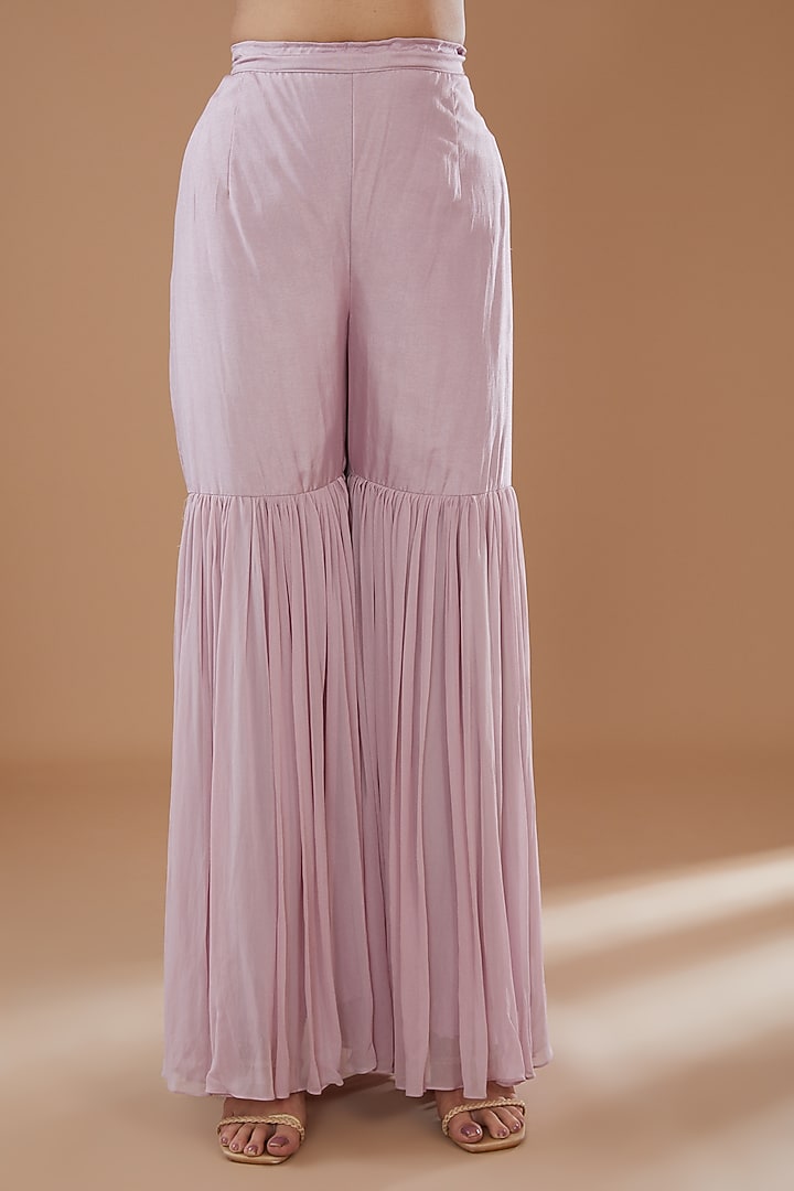 Lavender Georgette Party Wear Sharara Set by Baidehi at Pernia's Pop Up Shop