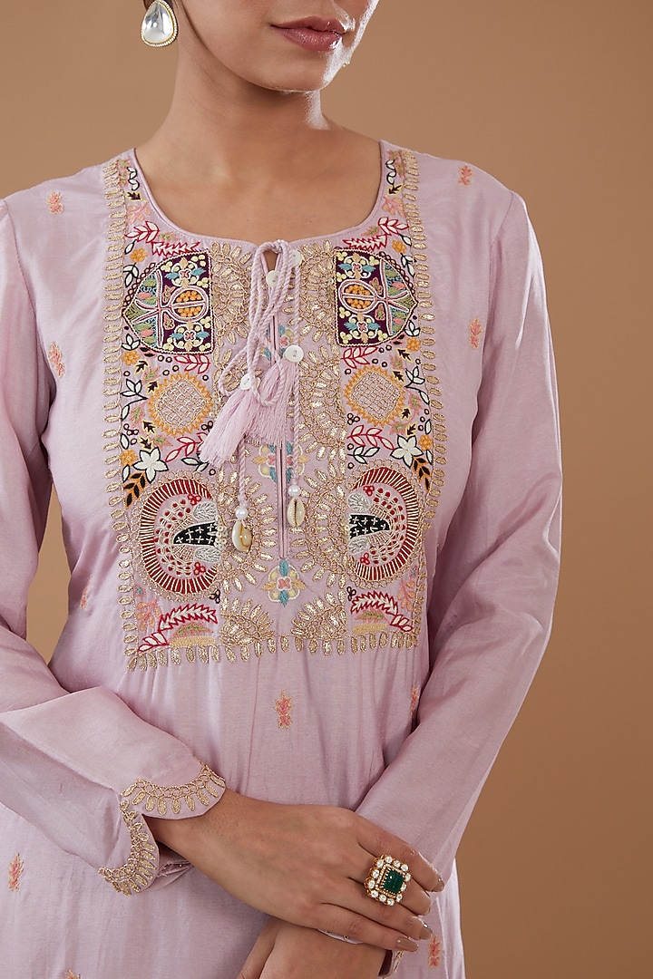 Lavender Georgette Party Wear Sharara Set by Baidehi at Pernia's Pop Up Shop
