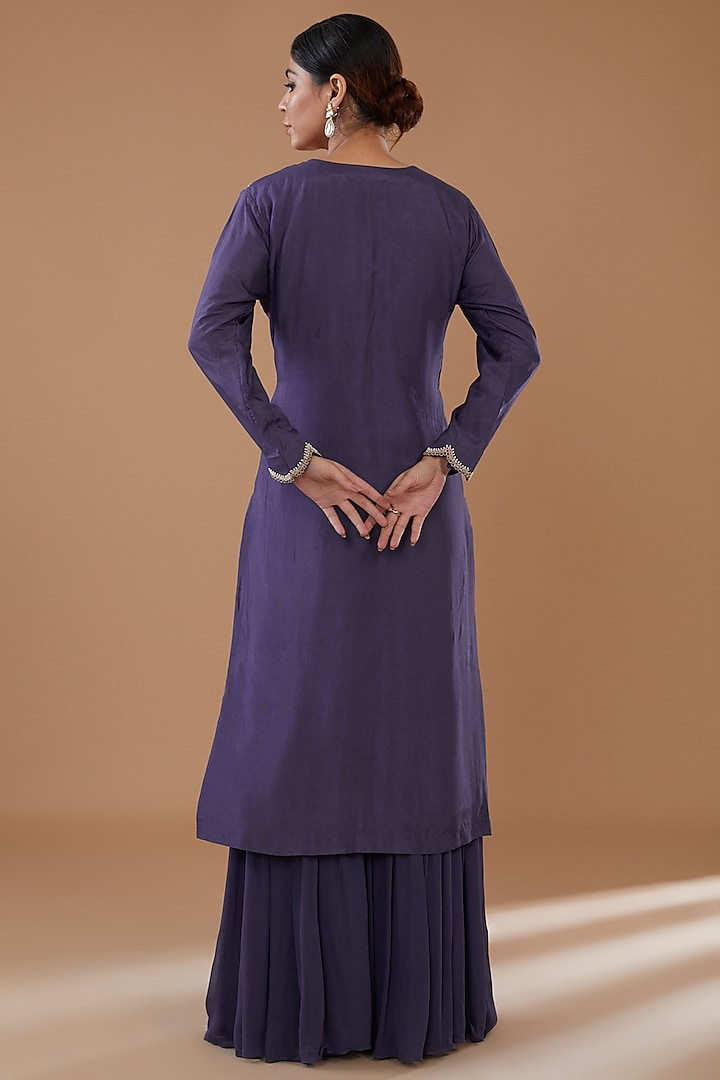 Violet Georgette Party Wear Sharara Set by Baidehi at Pernia's Pop Up Shop