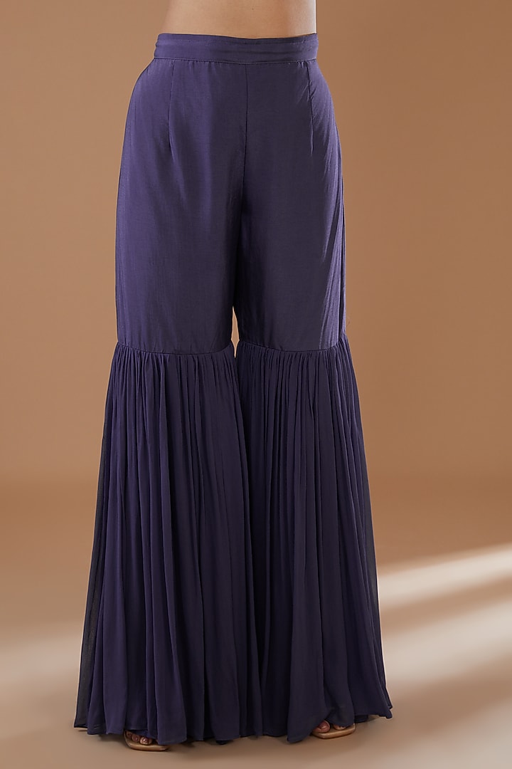 Violet Georgette Party Wear Sharara Set by Baidehi at Pernia's Pop Up Shop