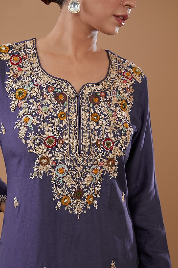 Violet Georgette Party Wear Sharara Set by Baidehi at Pernia's Pop Up Shop