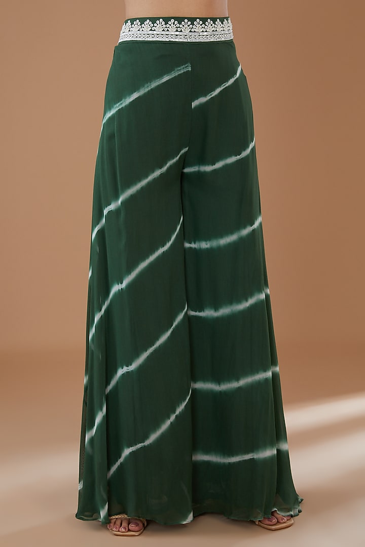 Green Georgette Tie-Dye Party Wear Sharara Set by Baidehi at Pernia's Pop Up Shop
