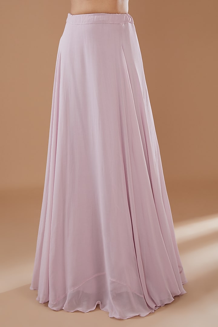 Lavender Georgette Embroidered Draped Lehenga Set by Baidehi at Pernia's Pop Up Shop