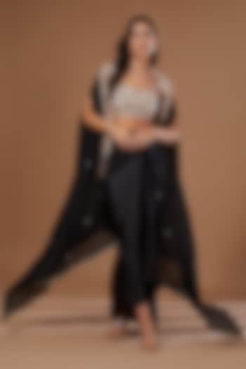 Black Crepe Skirt Set by Baidehi at Pernia's Pop Up Shop