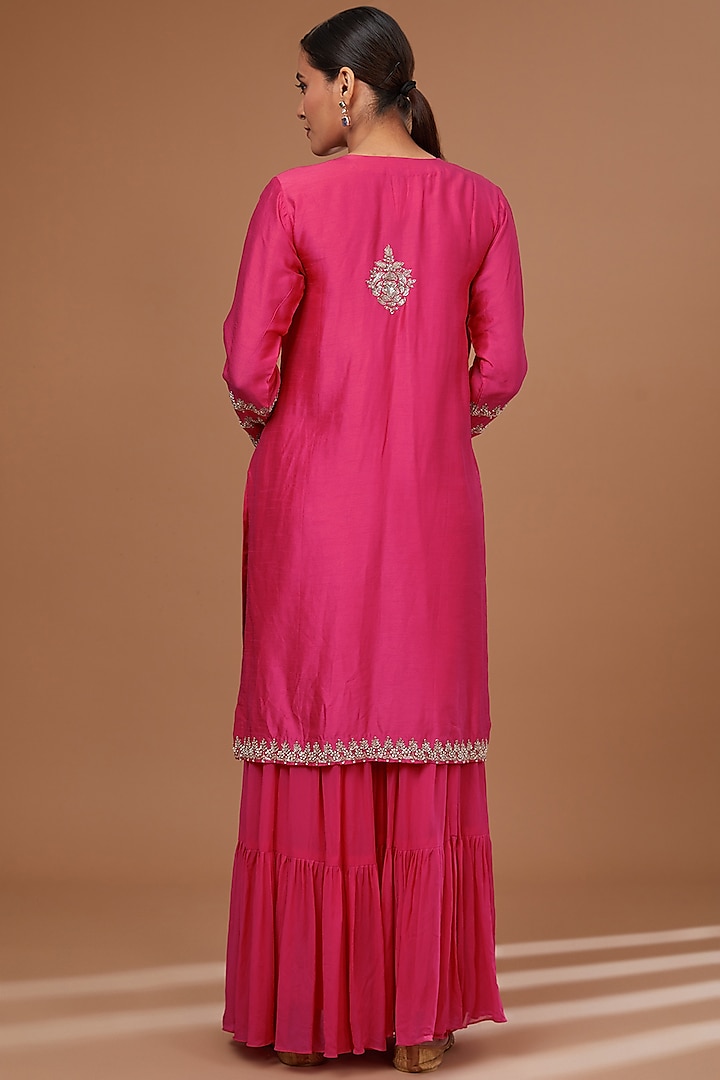 Fuchsia Georgette Wedding Sharara Set by Baidehi at Pernia's Pop Up Shop
