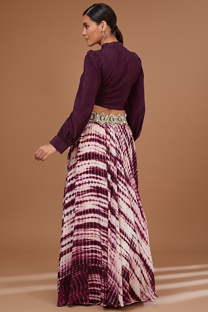 Wine Crepe Tie-Dye Skirt Set by Baidehi at Pernia's Pop Up Shop