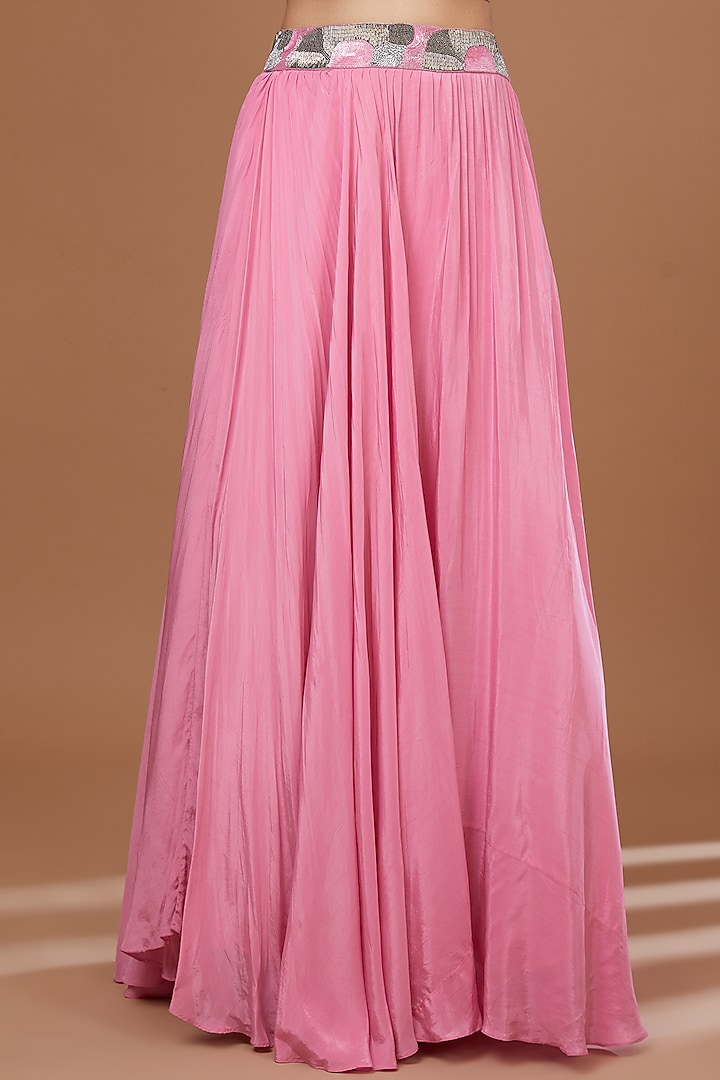 Pink Crepe Skirt Set by Baidehi at Pernia's Pop Up Shop