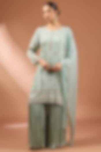 Light Blue Chinon Georgette Sharara Set by Baidehi at Pernia's Pop Up Shop