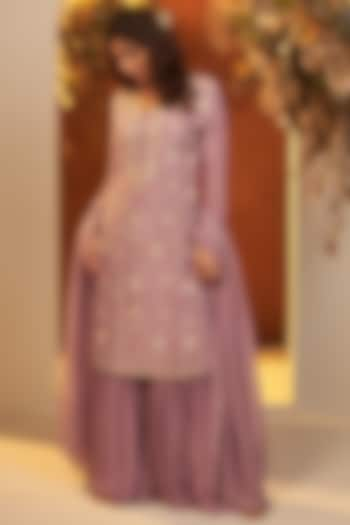 Lavender Chinon Georgette Sharara Set by Baidehi at Pernia's Pop Up Shop