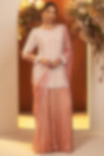 Dusty Pink Chinon Georgette Sharara Set by Baidehi at Pernia's Pop Up Shop