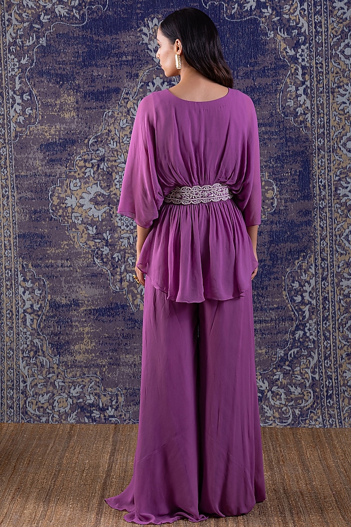 Lilac Georgette Sharara Set by Baidehi at Pernia's Pop Up Shop