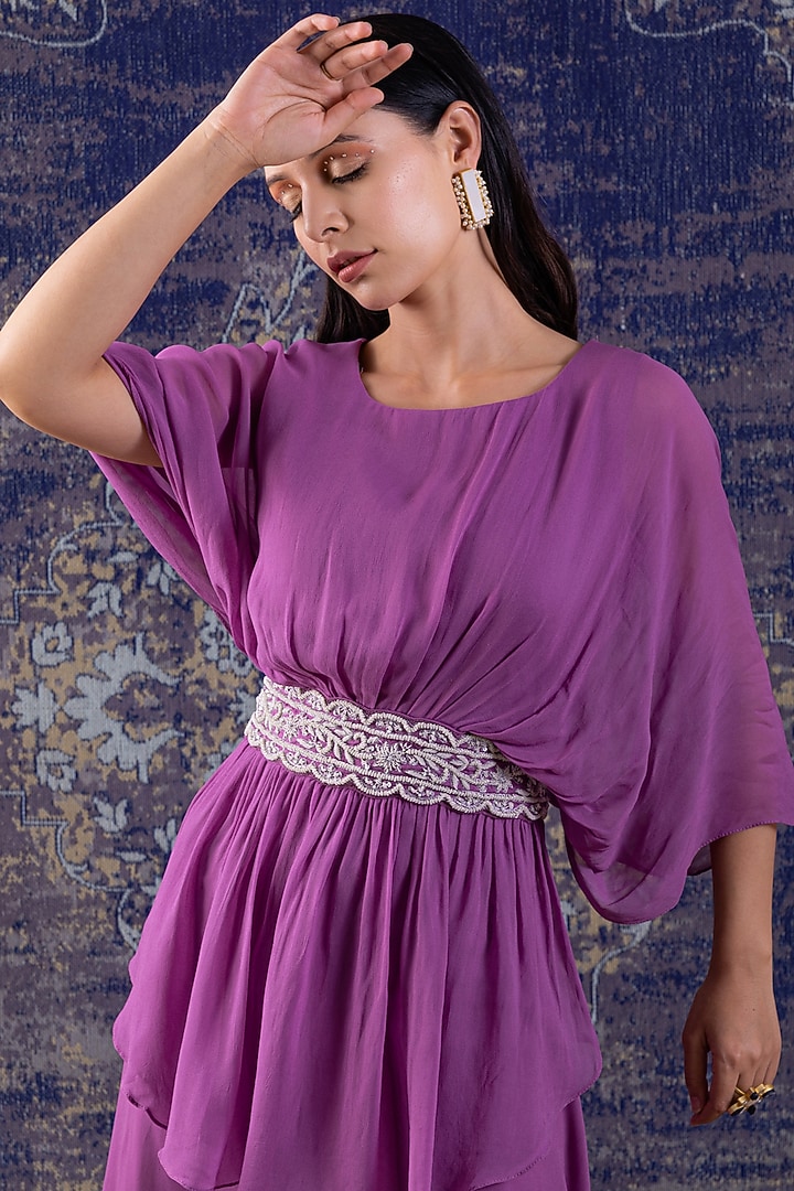 Lilac Georgette Sharara Set by Baidehi at Pernia's Pop Up Shop