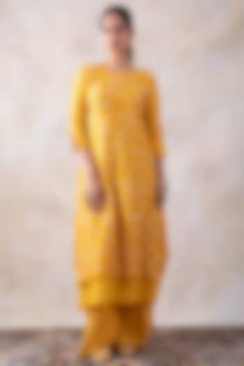 Yellow Embroidered Tunic by Baidehi