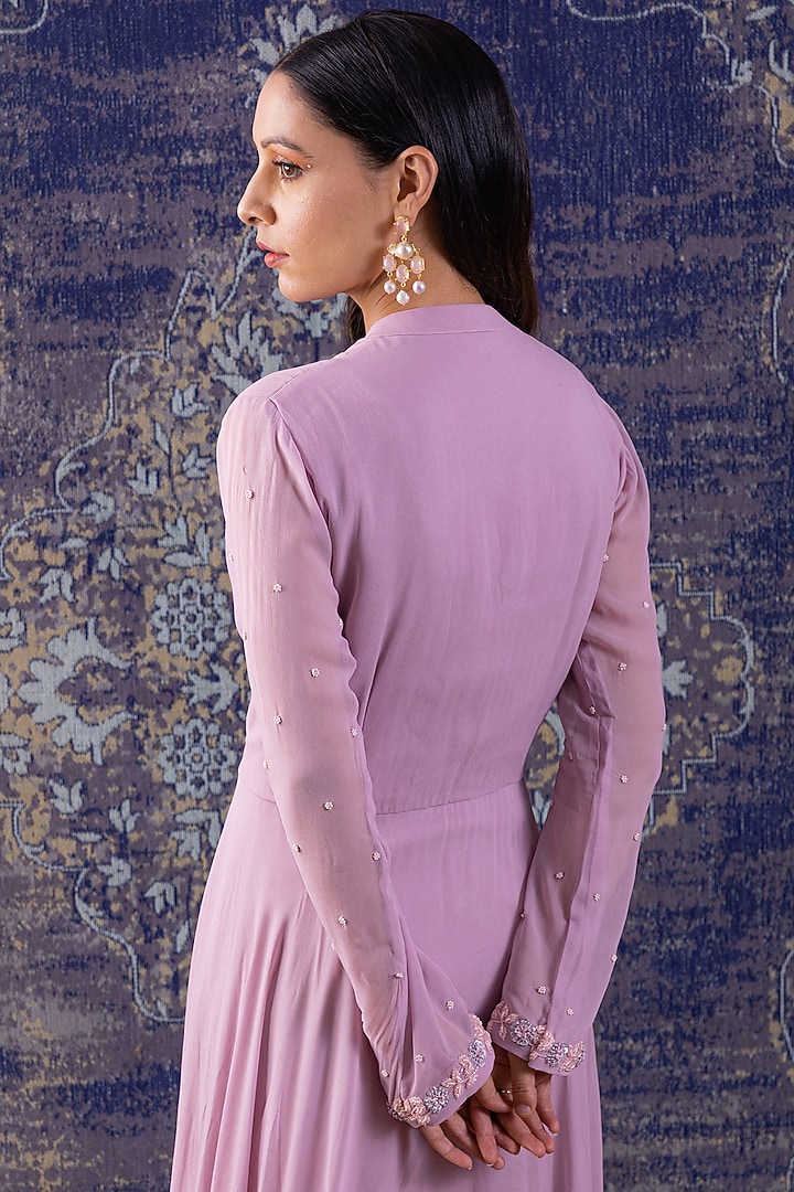 asymmetrical anarkali dress Rashika Sharma's Pink hand embroidered Nyasa silk asymmetrical MAHI anarkali