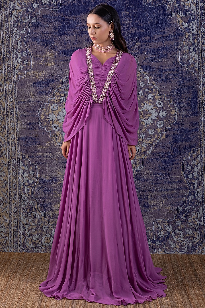 Lilac Embroidered Gown by Baidehi at Pernia's Pop Up Shop