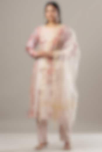 Beige Printed Kurta Set by Baidehi at Pernia's Pop Up Shop