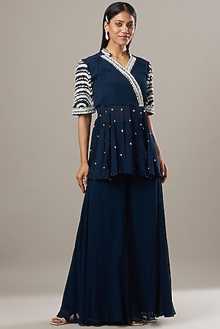 sharara dress short top Party Wear Sharara Dress With Crop Top Preet Georgette Cape Sharara Set