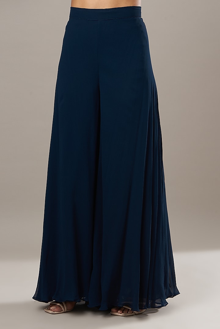 Blue Georgette Sharara Set by Baidehi at Pernia's Pop Up Shop