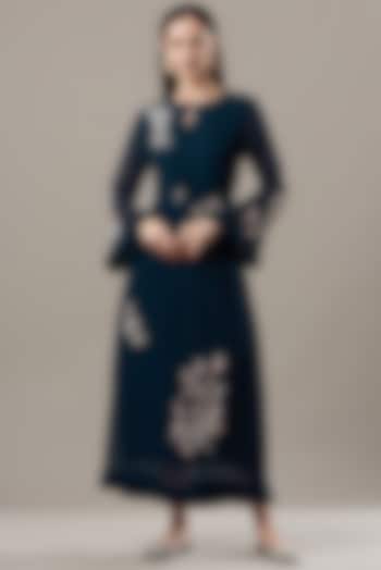 Blue Georgette Midi Summer Dress by Baidehi at Pernia's Pop Up Shop