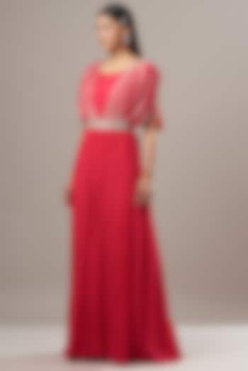 Red Embroidered Gown by Baidehi
