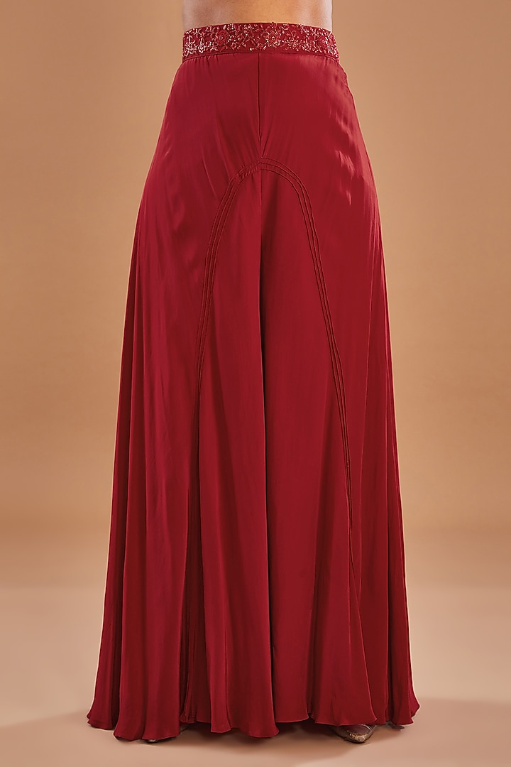 Red Crepe Palazzo Pant Set by Baidehi at Pernia's Pop Up Shop