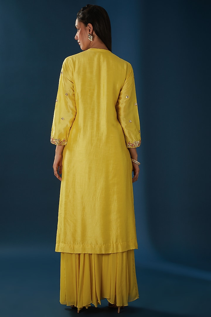 Yellow Georgette Party Wear Sharara Set by Baidehi at Pernia's Pop Up Shop
