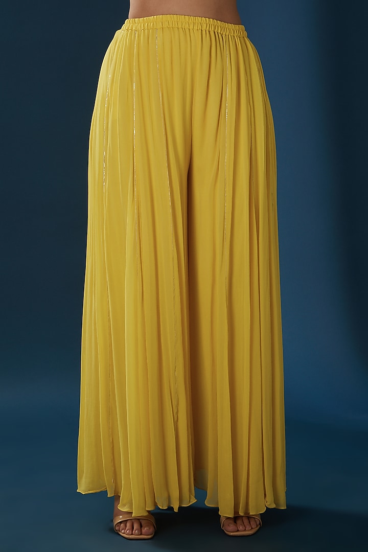 Yellow Georgette Party Wear Sharara Set by Baidehi at Pernia's Pop Up Shop