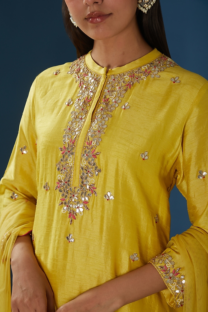 Yellow Georgette Party Wear Sharara Set by Baidehi at Pernia's Pop Up Shop