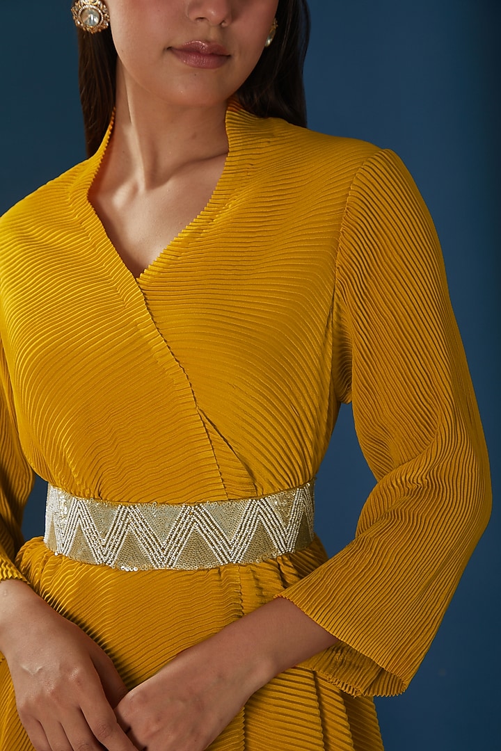 Mustard Yellow Satin Summer Dress by Baidehi at Pernia's Pop Up Shop