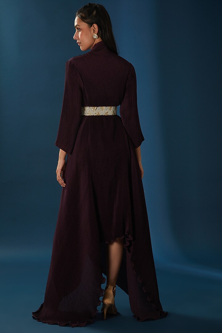Brown Satin Asymmetric Summer Dress by Baidehi at Pernia's Pop Up Shop