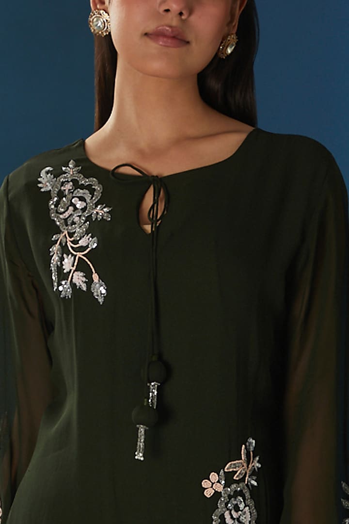 Mehendi Green Embroidered Maxi Summer Dress by Baidehi at Pernia's Pop Up Shop