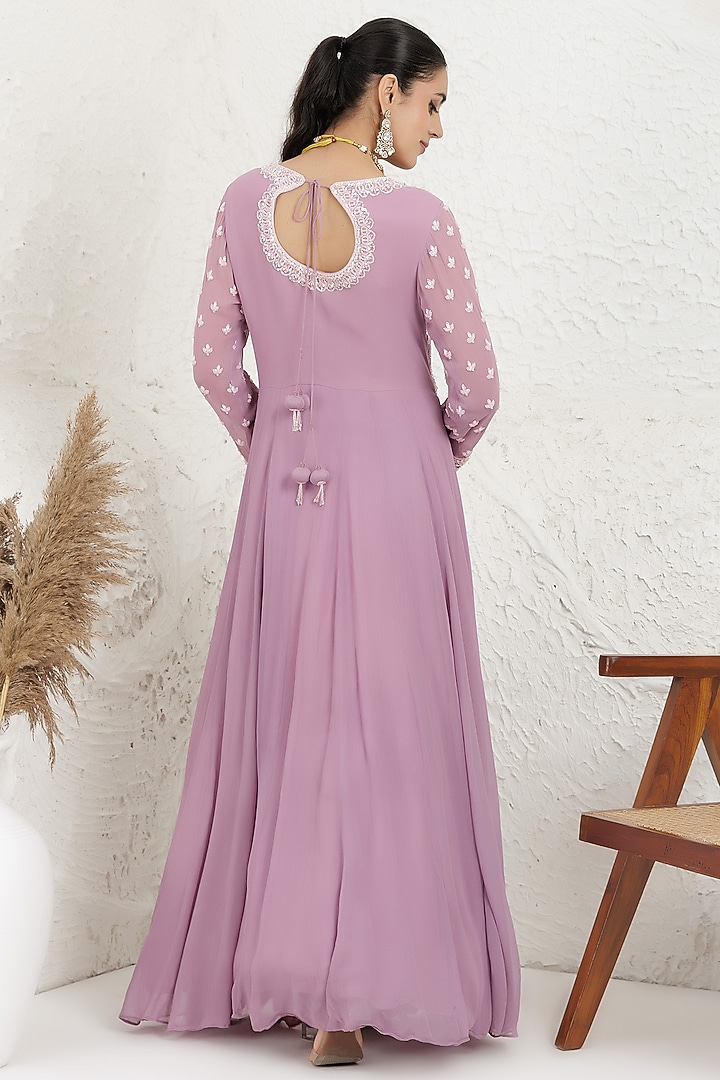 Lavender Georgette Sequins Embroidered Engagement Gown by Baidehi at Pernia's Pop Up Shop
