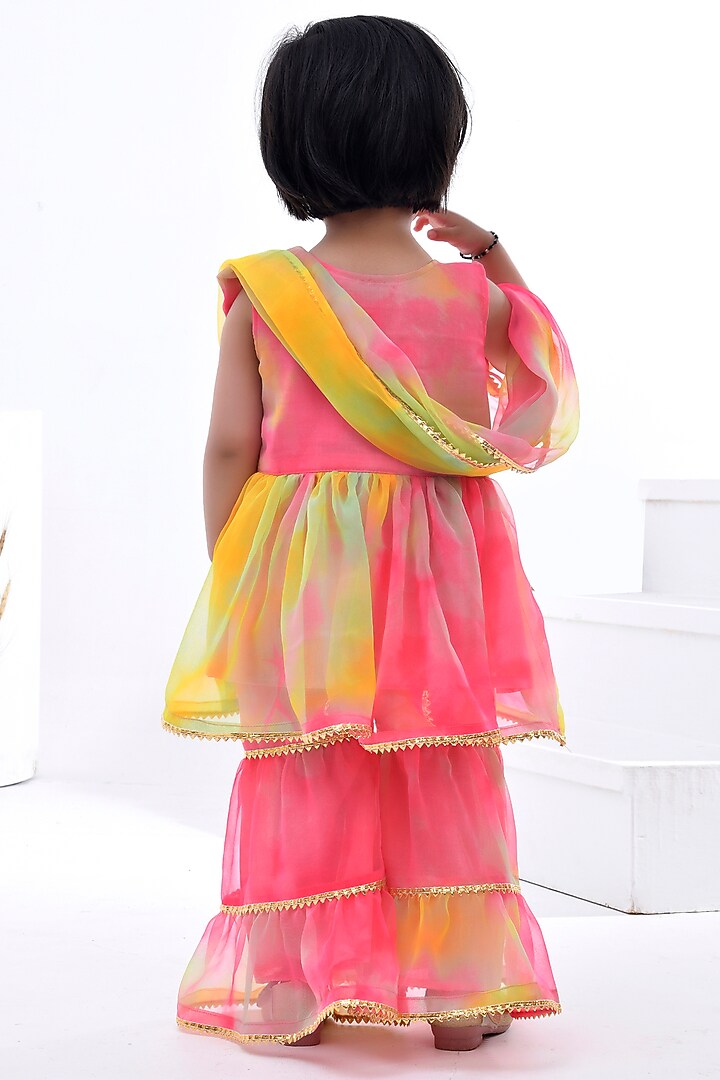 Multi-Colored Georgette Sharara Set For Girls by Bannhi by Priyanka Rathore - kids at Pernia's Pop Up Shop