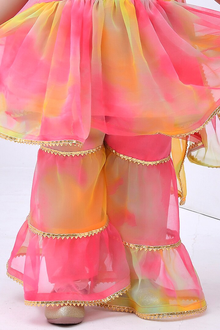 Multi-Colored Georgette Sharara Set For Girls by Bannhi by Priyanka Rathore - kids at Pernia's Pop Up Shop