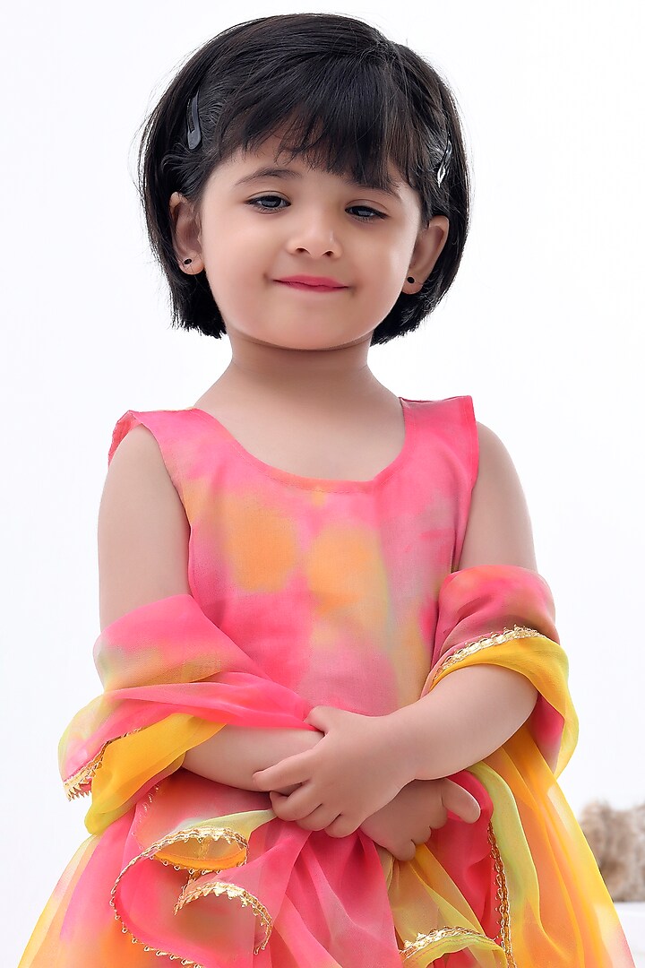 Multi-Colored Georgette Sharara Set For Girls by Bannhi by Priyanka Rathore - kids at Pernia's Pop Up Shop