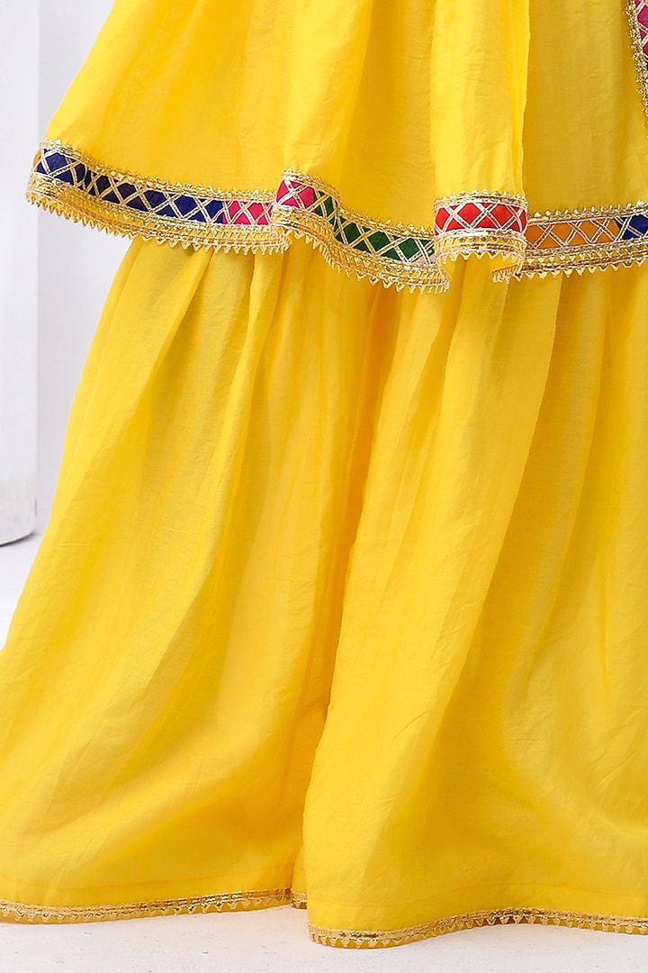 Yellow Chanderi Sharara Set For Girls by Bannhi by Priyanka Rathore - kids at Pernia's Pop Up Shop