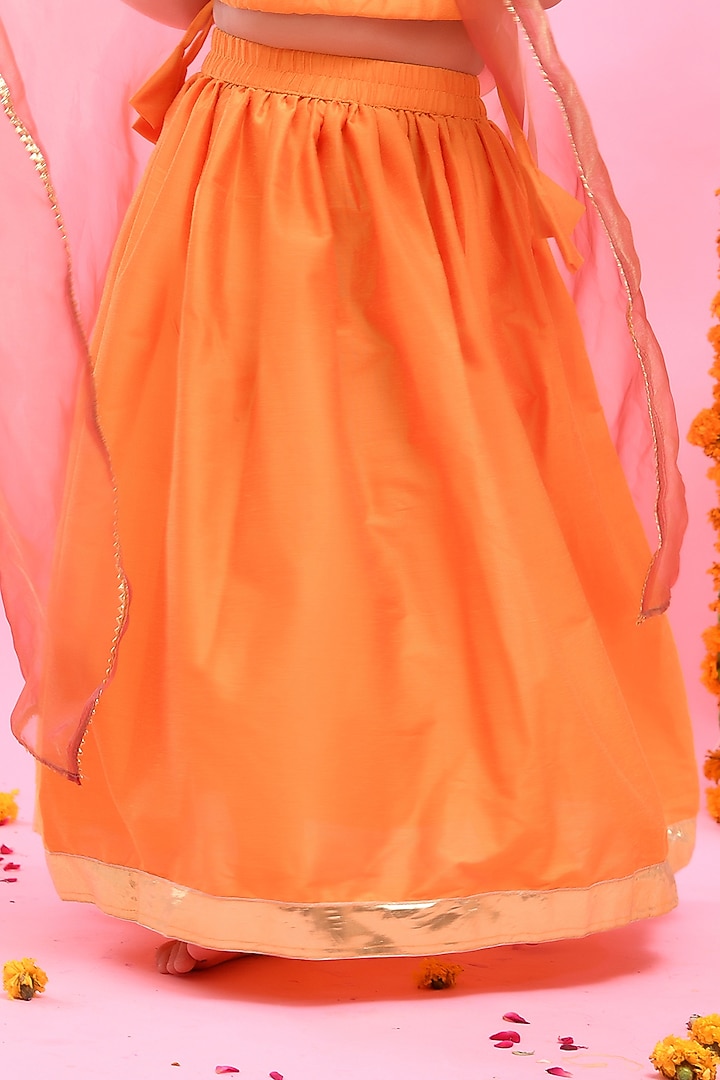 Mustard Yellow Dupion Silk Lehenga Set For Girls by Bannhi by Priyanka Rathore - kids at Pernia's Pop Up Shop