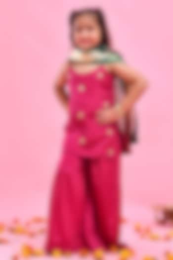 Wine Crepe Sharara Set For Girls by Bannhi by Priyanka Rathore - kids at Pernia's Pop Up Shop