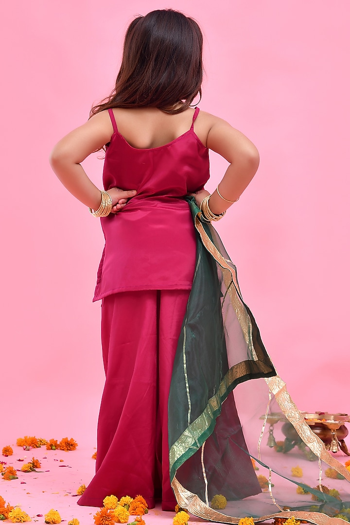 Wine Crepe Sharara Set For Girls by Bannhi by Priyanka Rathore - kids at Pernia's Pop Up Shop
