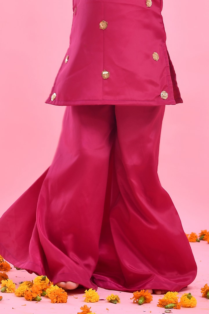 Wine Crepe Sharara Set For Girls by Bannhi by Priyanka Rathore - kids at Pernia's Pop Up Shop