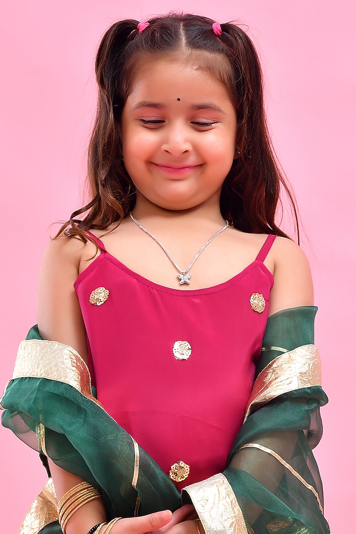 Wine Crepe Sharara Set For Girls by Bannhi by Priyanka Rathore - kids at Pernia's Pop Up Shop
