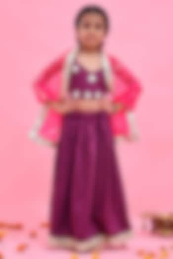 Purple Cotton Silk Gota Embellished Lehenga Set For Girls by Bannhi by Priyanka Rathore - kids at Pernia's Pop Up Shop