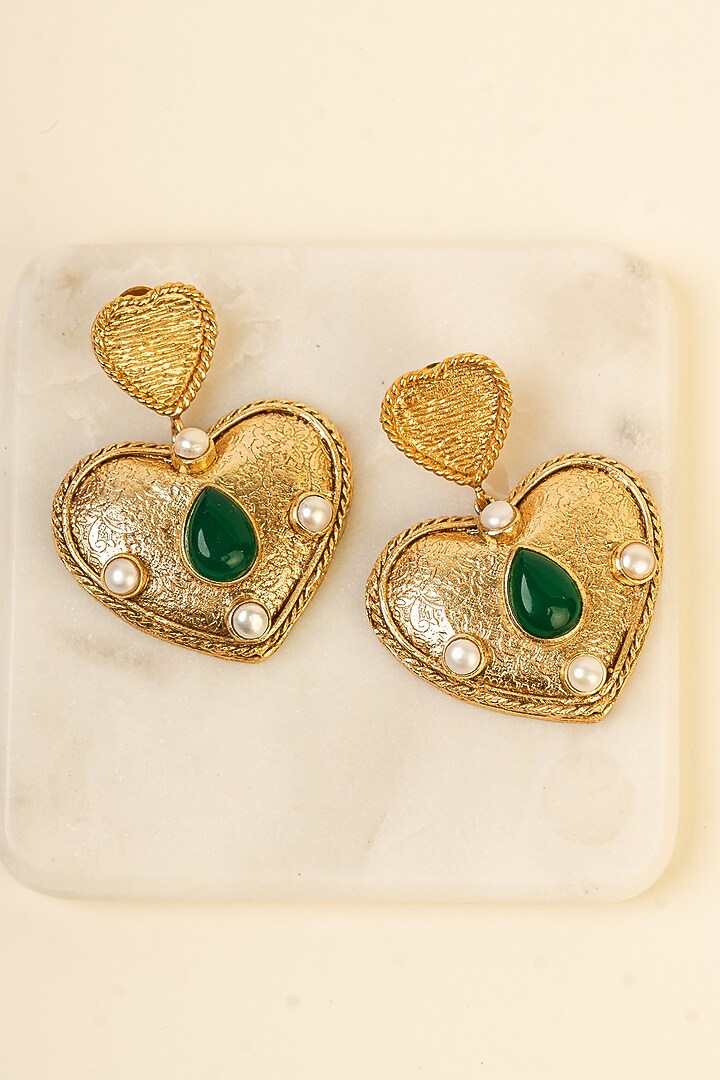 Gold Finish Statement Dangler Earrings by Baala Jewels at Pernia's Pop Up Shop