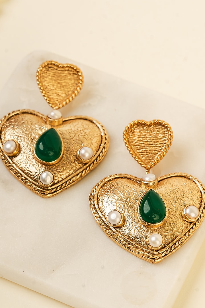 Gold Finish Statement Dangler Earrings by Baala Jewels at Pernia's Pop Up Shop