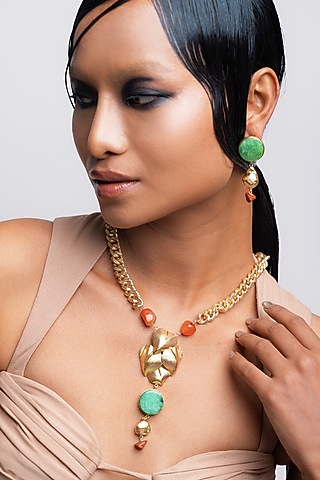 Gold Finish Quartz Necklace Set by Baala Jewels