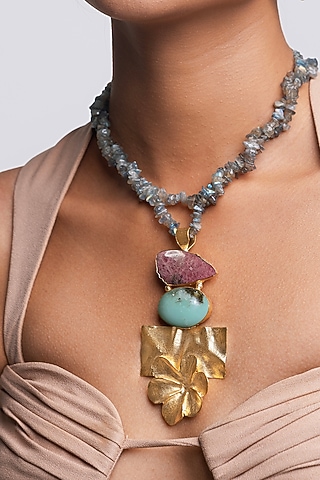 Gold Finish Labradorite Mala by Baala Jewels